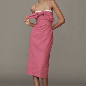 Anthropologie Pink Bow Midi Dress